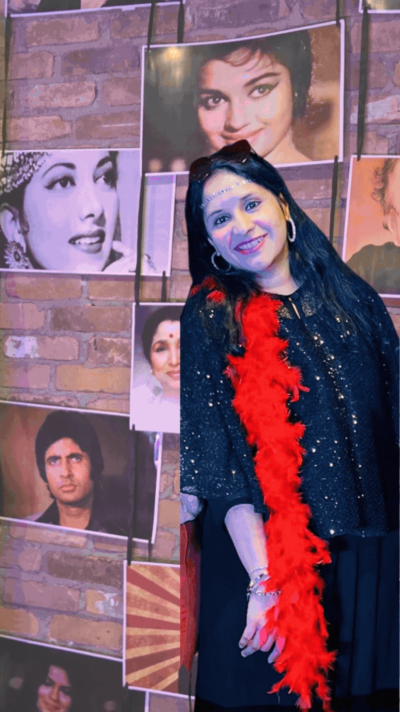 Best dressed retro winner in a sequined black top and a red feather boa